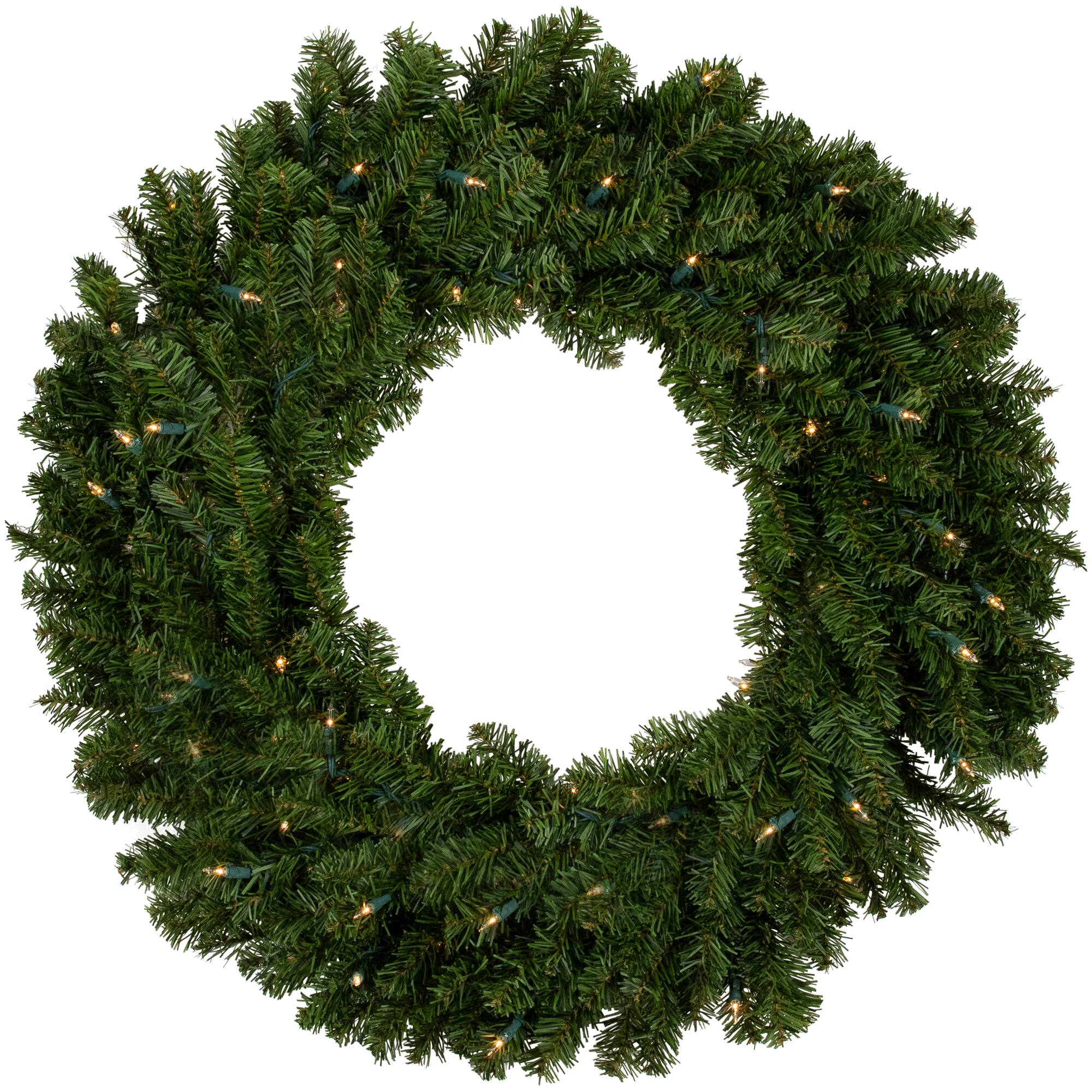 30" Pre-Lit Canadian Pine Artificial Christmas Wreath